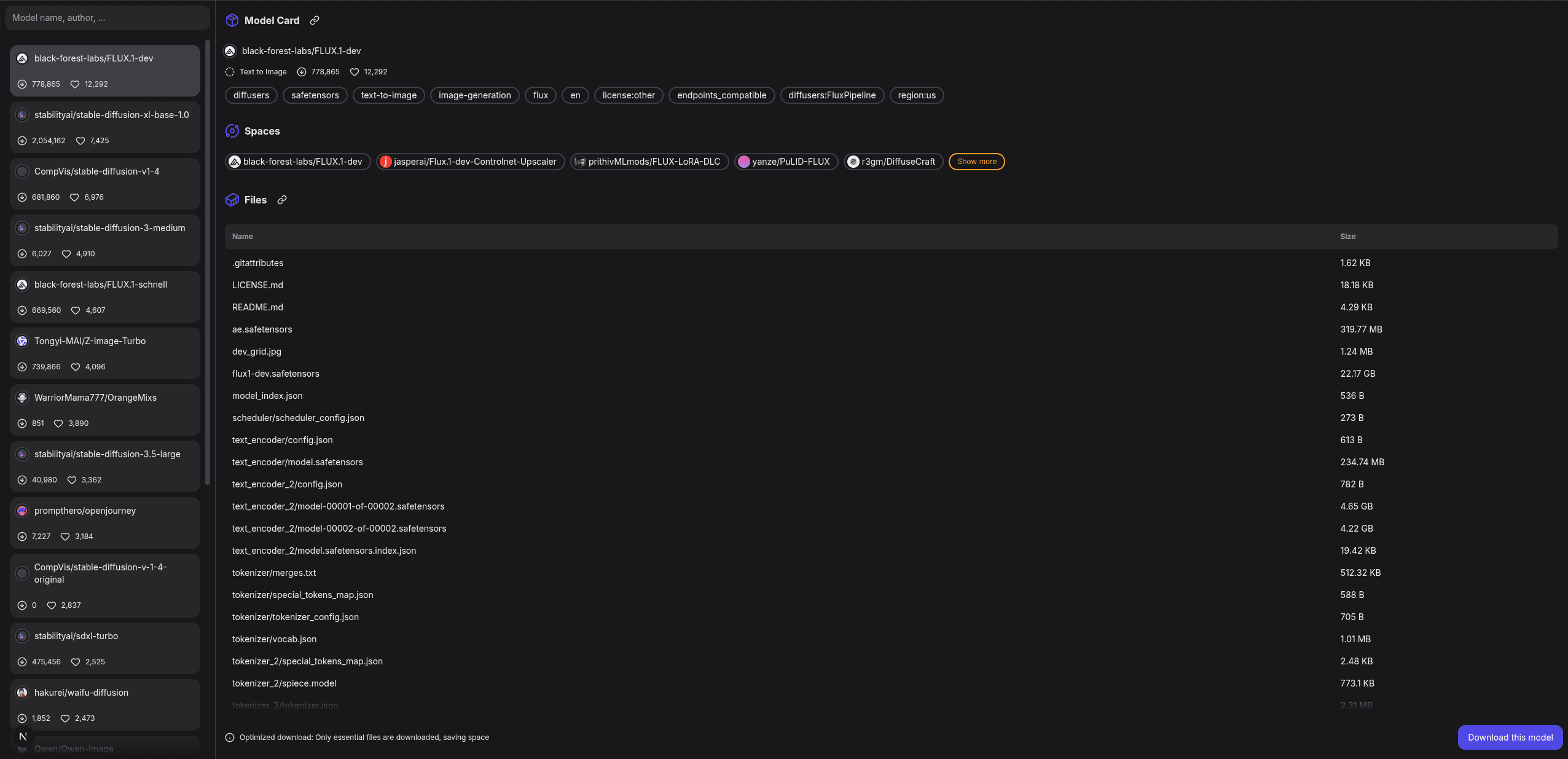 ExoGen model browser with model search results